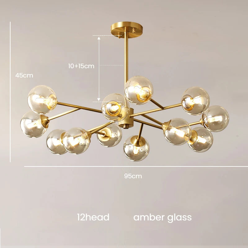 Modern Sputnik  Chandelier Lighting  Creative Glass Ball Branch Light Fixture Bedrpom Nordic Living Room Hanging Lights