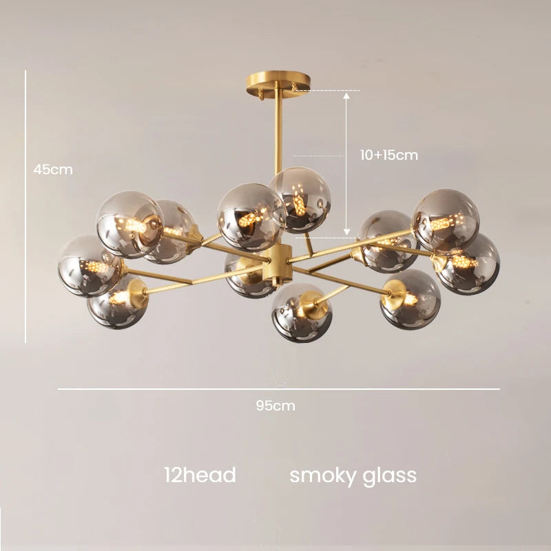 Modern Sputnik  Chandelier Lighting  Creative Glass Ball Branch Light Fixture Bedrpom Nordic Living Room Hanging Lights