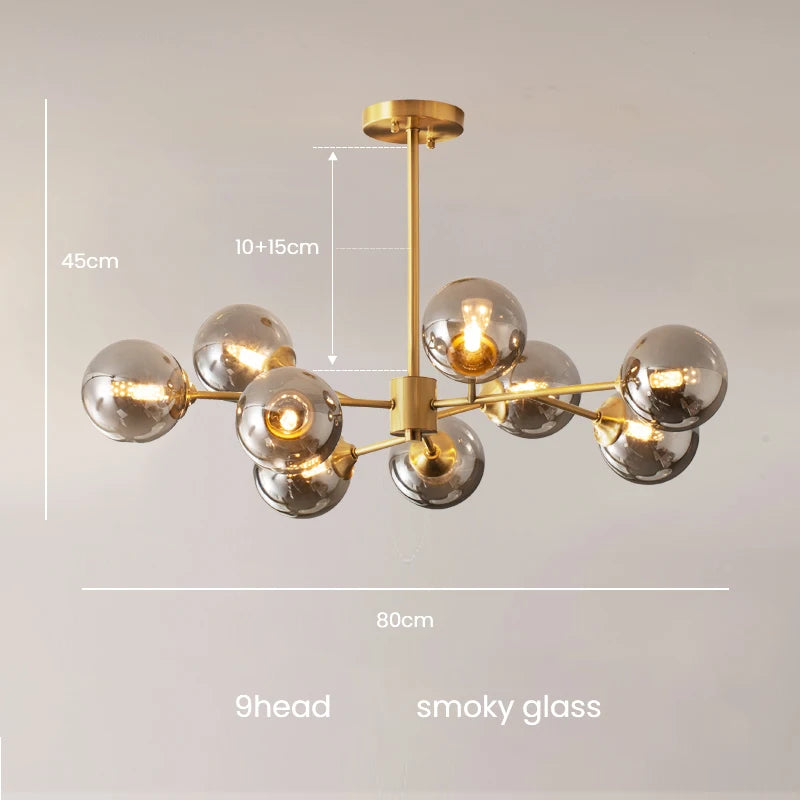 Modern Sputnik  Chandelier Lighting  Creative Glass Ball Branch Light Fixture Bedrpom Nordic Living Room Hanging Lights