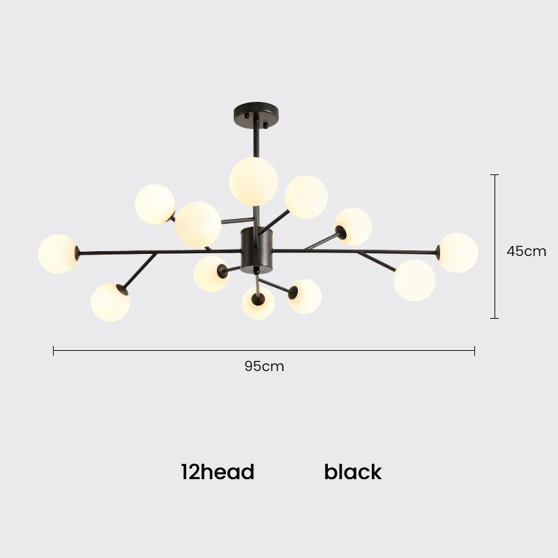 Modern Sputnik  Chandelier Lighting  Creative Glass Ball Branch Light Fixture Bedrpom Nordic Living Room Hanging Lights