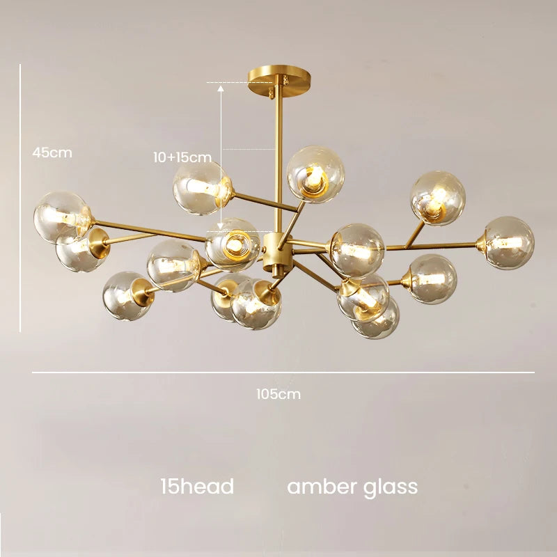 Modern Sputnik  Chandelier Lighting  Creative Glass Ball Branch Light Fixture Bedrpom Nordic Living Room Hanging Lights