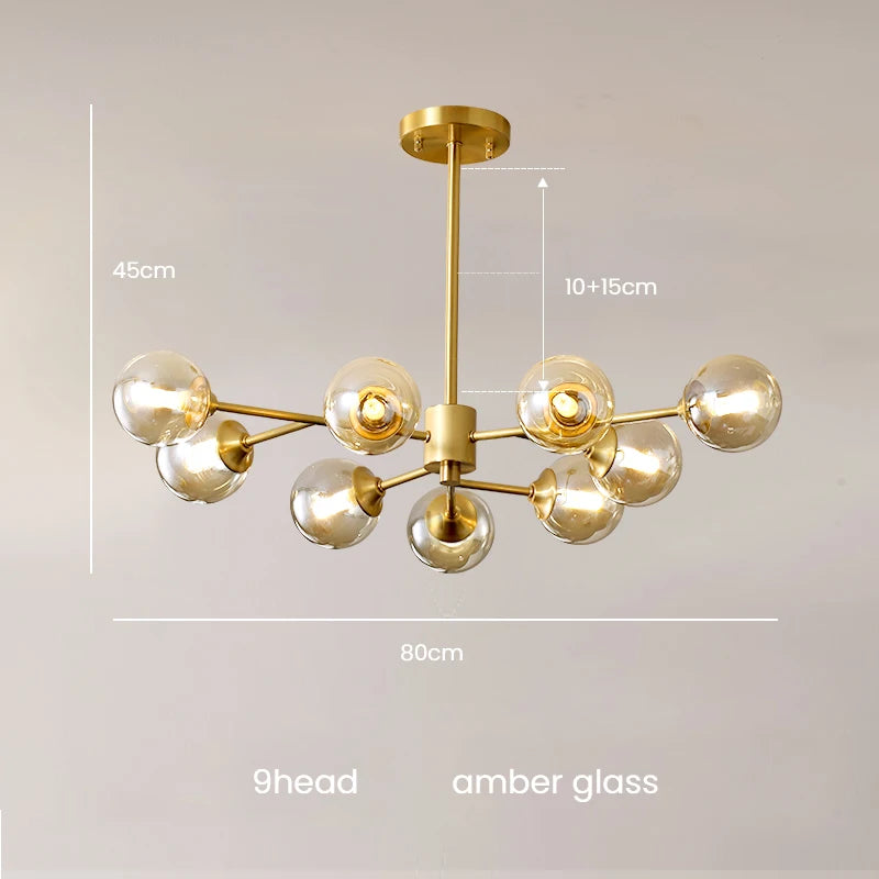 Modern Sputnik  Chandelier Lighting  Creative Glass Ball Branch Light Fixture Bedrpom Nordic Living Room Hanging Lights