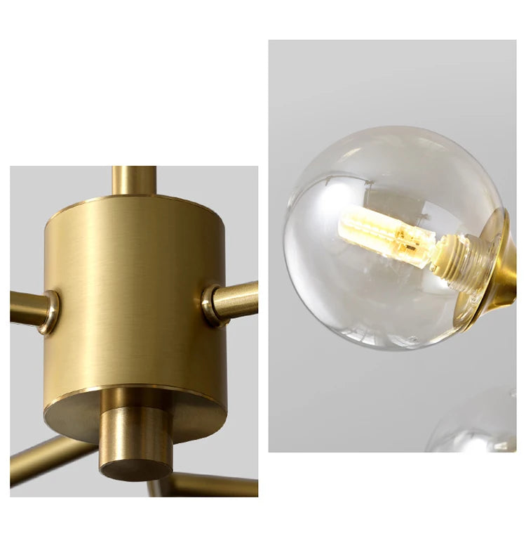 Modern Sputnik  Chandelier Lighting  Creative Glass Ball Branch Light Fixture Bedrpom Nordic Living Room Hanging Lights