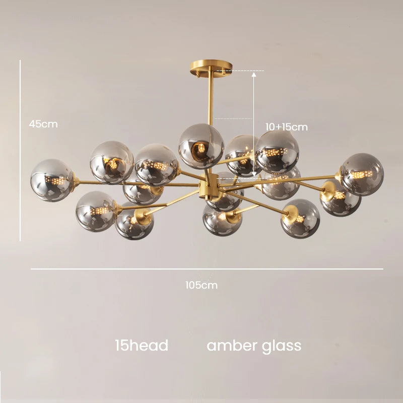 Modern Sputnik  Chandelier Lighting  Creative Glass Ball Branch Light Fixture Bedrpom Nordic Living Room Hanging Lights