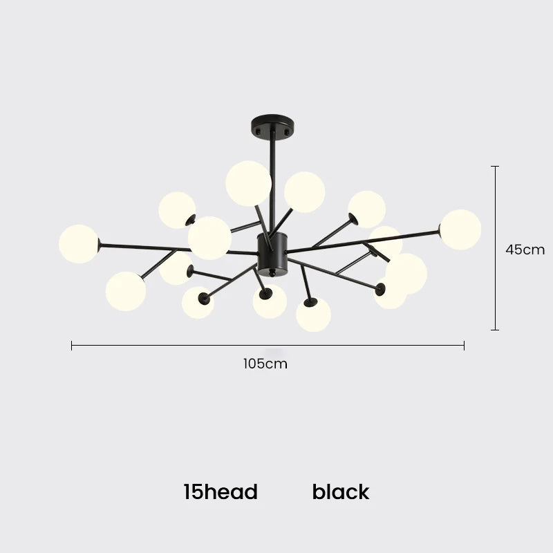 Modern Sputnik  Chandelier Lighting  Creative Glass Ball Branch Light Fixture Bedrpom Nordic Living Room Hanging Lights