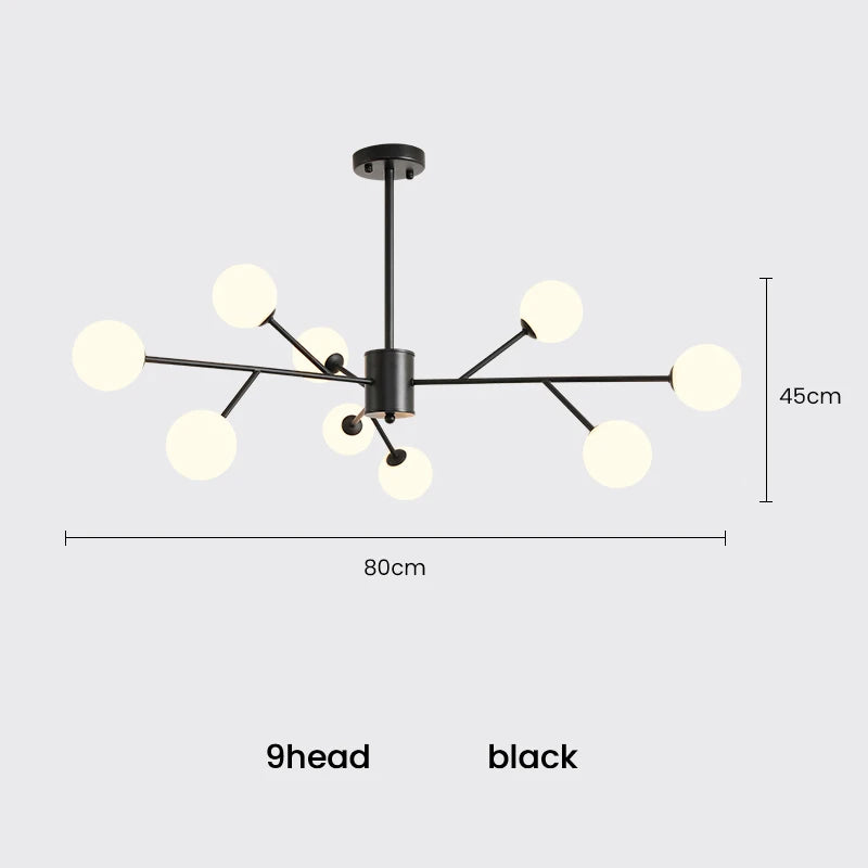 Modern Sputnik  Chandelier Lighting  Creative Glass Ball Branch Light Fixture Bedrpom Nordic Living Room Hanging Lights