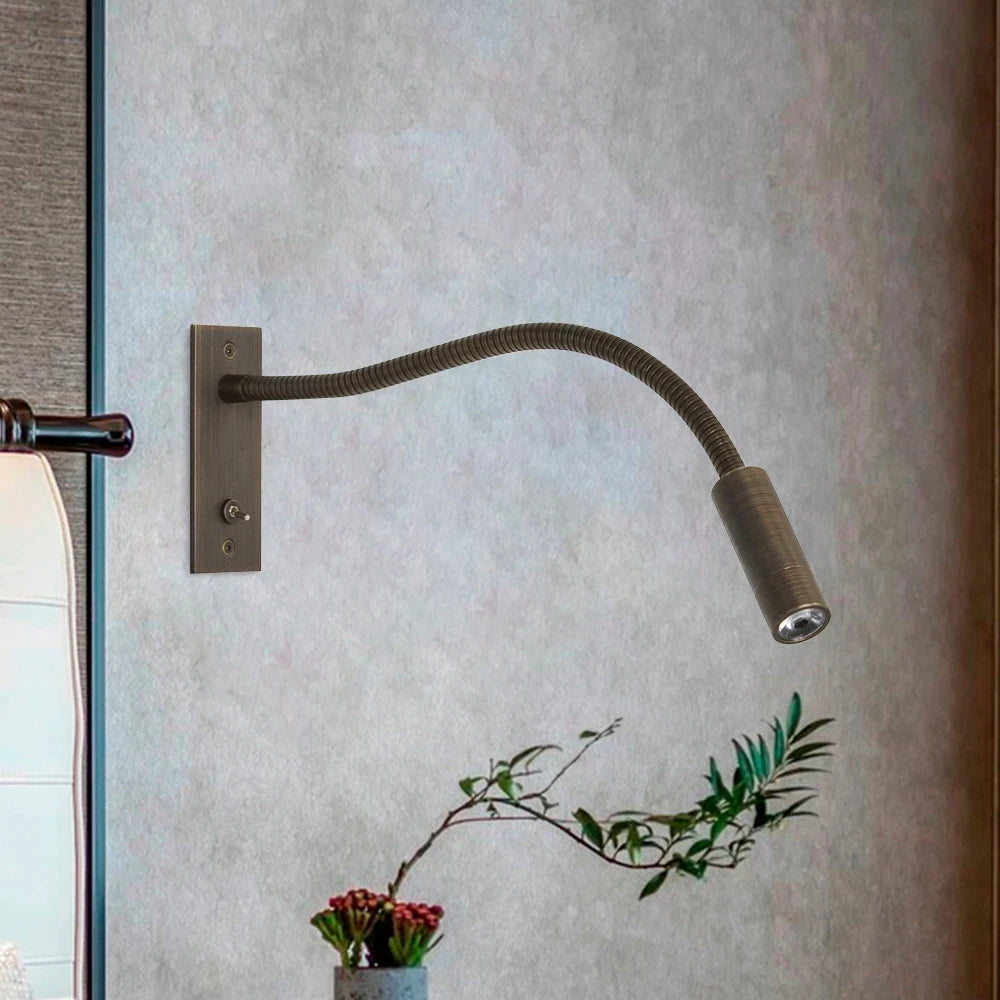 Flexible Embedded LED Reading Wall Lamp with Switch Adjustable Hotel Bedroom Bedside Headboard Sconce Study Night Light Fixture