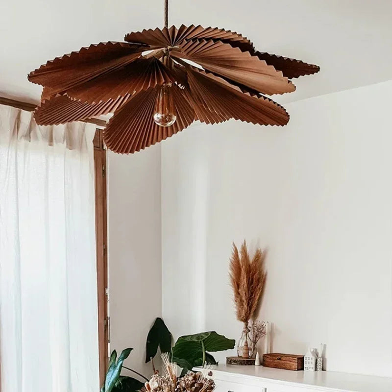 Wabi Sabi Fan Leaf Ceiling Pendant Lamp Living Room Bedroom Mood Lamp Restaurant Shop Chandelier for Home Interior Decoration