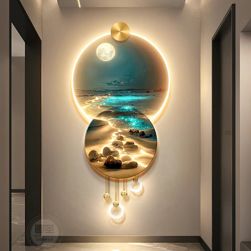 Modern New Home Wave Entrance LED Decorative Painting Home Decoration Living Room Bedroom Sofa Background Corridor Mural Light