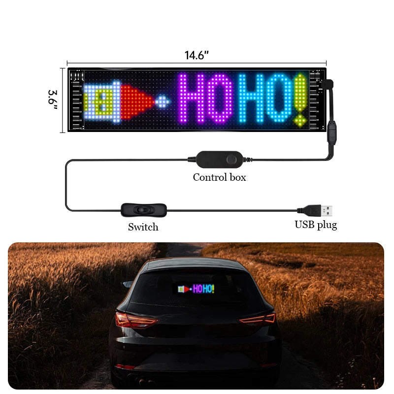 LED Matrix Panel Rolling Advertising LED Signage USB 5V Bluetooth App Controlled Sign Light Programmable LED Car Sign