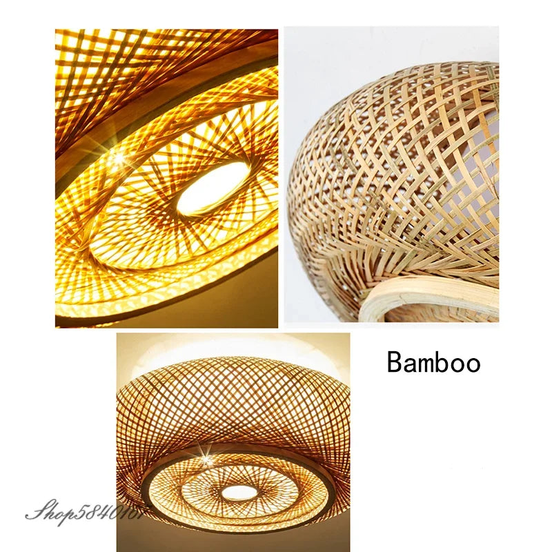 Hand Make Bamboo Ceiling Light Chinese Style Hanging Ceiling Cover Lamps for Living Room Dining Room Lighting Ceiling Home Deco