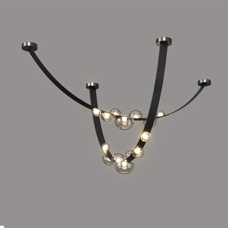 Minimalist Leather Glass Designer LED Ceiling Chandelier Living Dining Room Bar Hotel Exhibition Hall Bedroom Home Decor Lamps