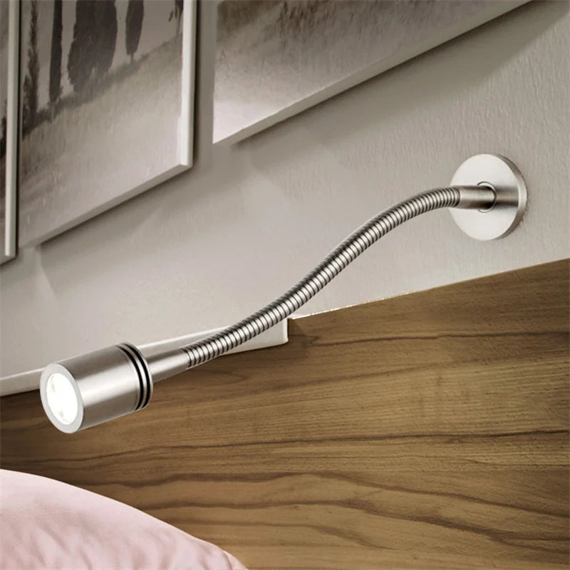 Flexible Embedded LED Reading Wall Lamp with Switch Adjustable Hotel Bedroom Bedside Headboard Sconce Study Night Light Fixture