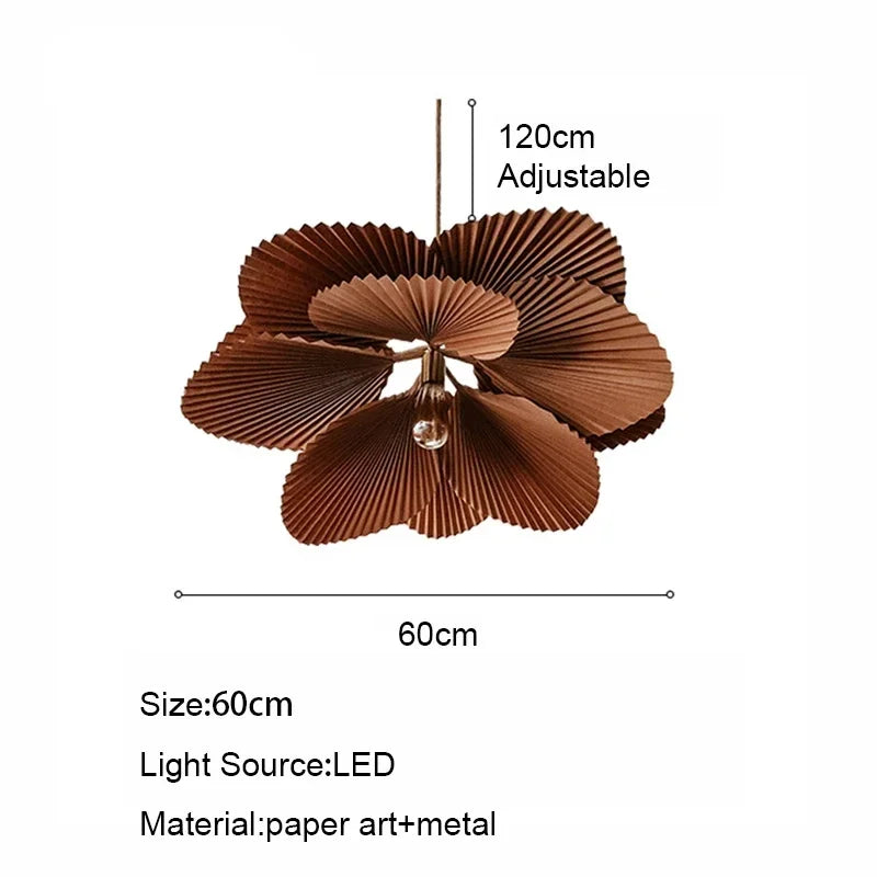 Wabi Sabi Fan Leaf Ceiling Pendant Lamp Living Room Bedroom Mood Lamp Restaurant Shop Chandelier for Home Interior Decoration