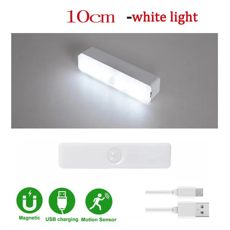 Wireless Under Cupboard Light LED Motion Sensor Cabinet Light USB Rechargeable Long Strip Night Lamp For Kitchen Closet Wardrobe