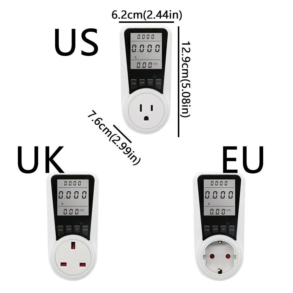 Digital Display Electrical Energy Monitor Socket LCD Screen Backlight Watt Meter Socket EU/US/UK Plug Real-time Monitoring