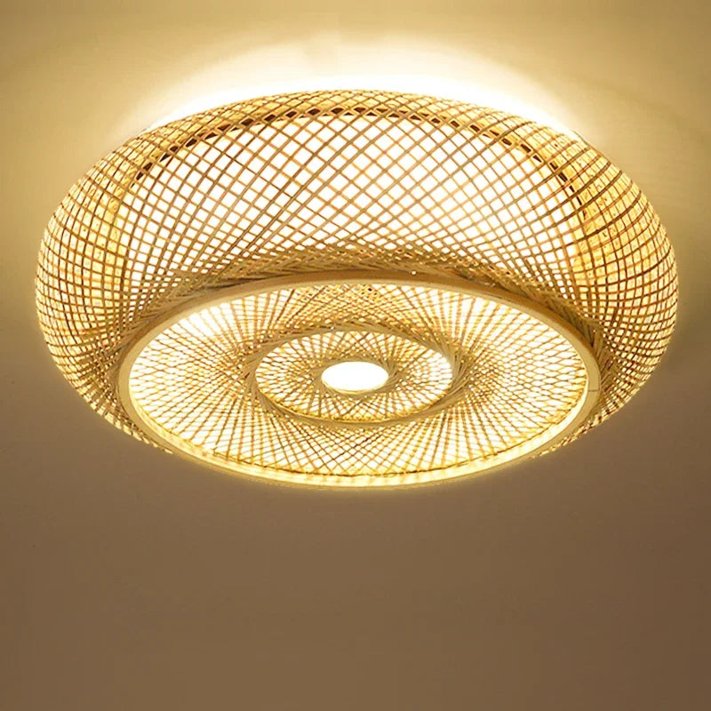 Hand Make Bamboo Ceiling Light Chinese Style Hanging Ceiling Cover Lamps for Living Room Dining Room Lighting Ceiling Home Deco