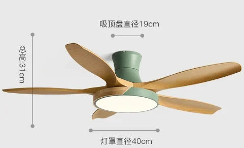 Modern living room ceiling fan light wooden ceiling fan variable frequency 52 60 inch LED remote control ceiling fan with light