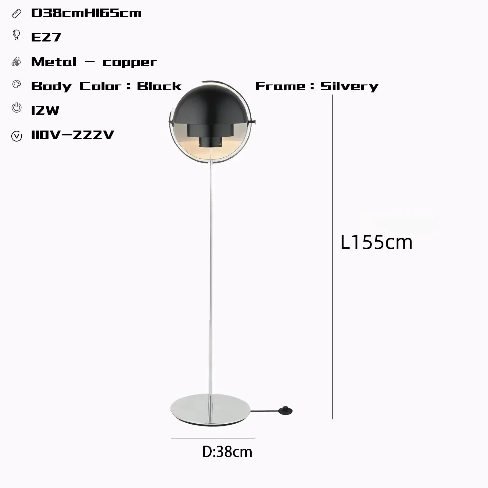 Modern Gubi Floor Lamps For Living Room Home Decor Designer Black Gold Metal Standing Lights