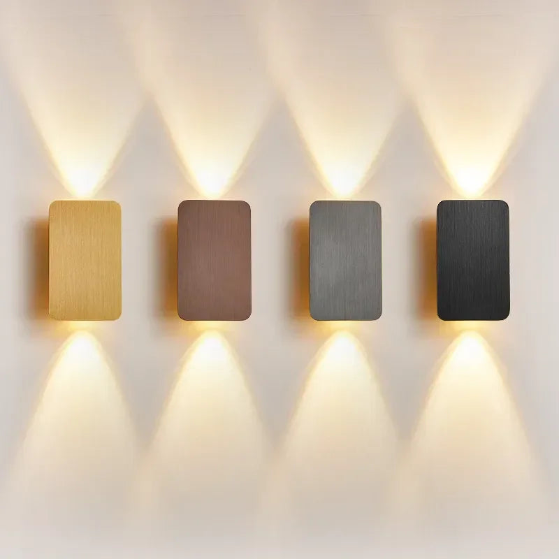 Modern Simple 6W LED Wall Lamp Indoor Decor Brushed Gold/Black Double Head Wall Light Living Room Corridor Stairs Bedroom Sconce