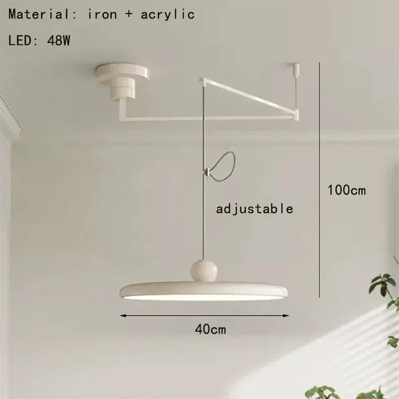 Modern Cream Style LED Pendant Light Creative Art Acrylic Movable Home Decor Chandeliers For Bedroom Study Room Studio Light Fix