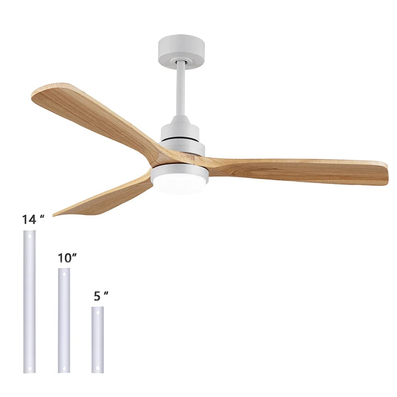 Wood Solid Ceiling Fan Light LED Remote Contro Noiseless Ceiling pendant lamp djustable height lustre Chandelier room decoration