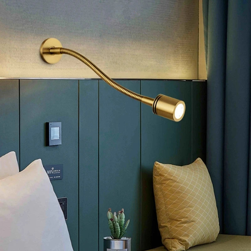 Flexible Embedded LED Reading Wall Lamp with Switch Adjustable Hotel Bedroom Bedside Headboard Sconce Study Night Light Fixture