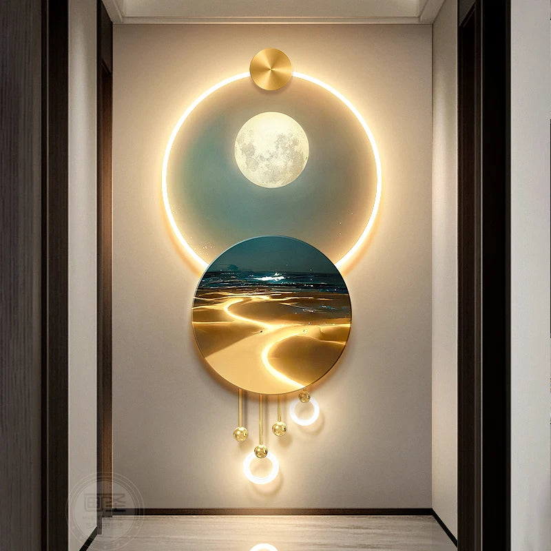 Modern New Home Wave Entrance LED Decorative Painting Home Decoration Living Room Bedroom Sofa Background Corridor Mural Light