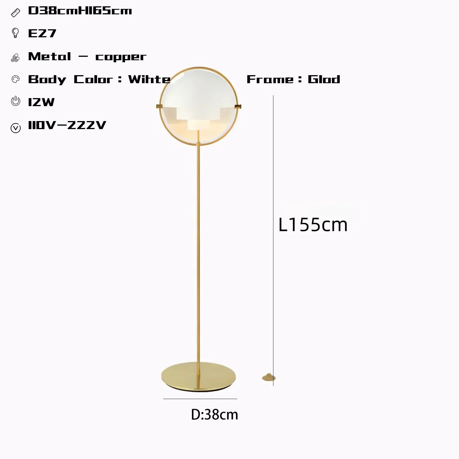 Modern Gubi Floor Lamps For Living Room Home Decor Designer Black Gold Metal Standing Lights