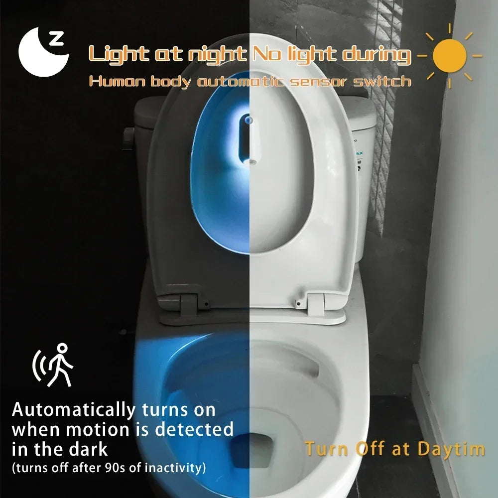 2in1 RGB Night Light LED Motion Sensor Light 8 Light Modes Type-C Rechargeable Lamp for Toilet Corridor Passageway Step Lighting
