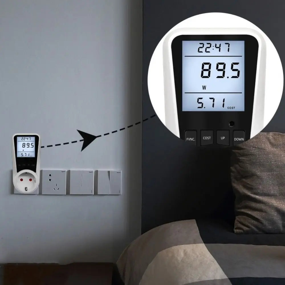 Digital Display Electrical Energy Monitor Socket LCD Screen Backlight Watt Meter Socket EU/US/UK Plug Real-time Monitoring