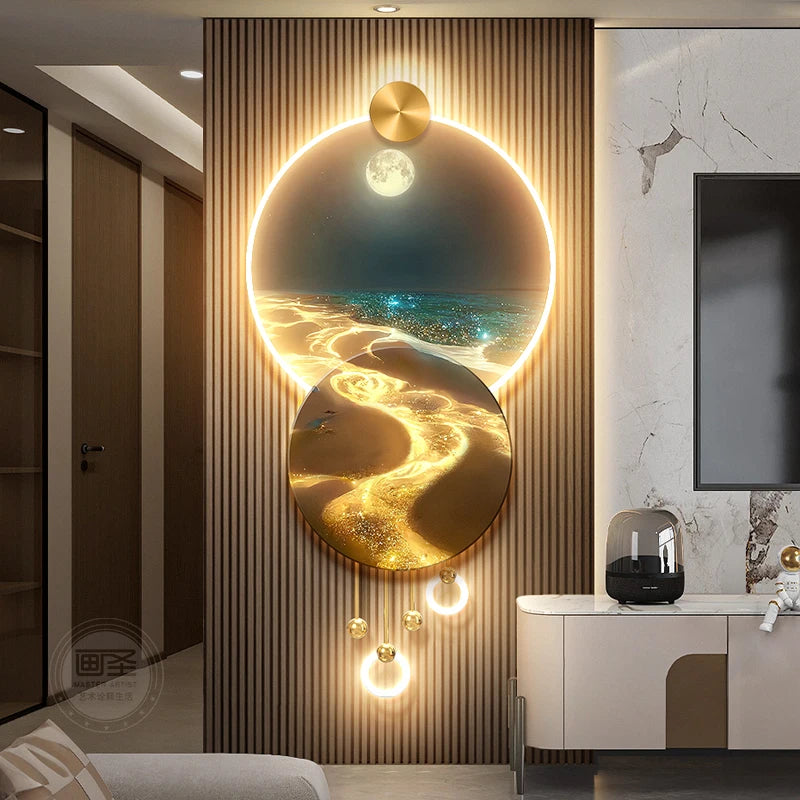Modern New Home Wave Entrance LED Decorative Painting Home Decoration Living Room Bedroom Sofa Background Corridor Mural Light