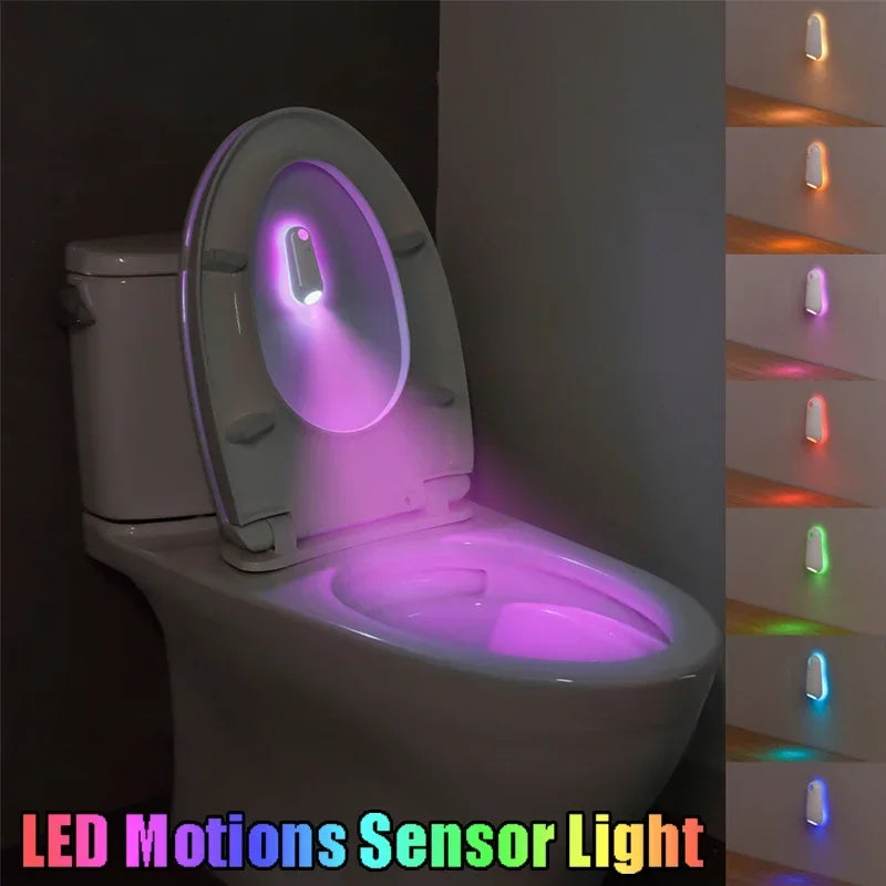 2in1 RGB Night Light LED Motion Sensor Light 8 Light Modes Type-C Rechargeable Lamp for Toilet Corridor Passageway Step Lighting