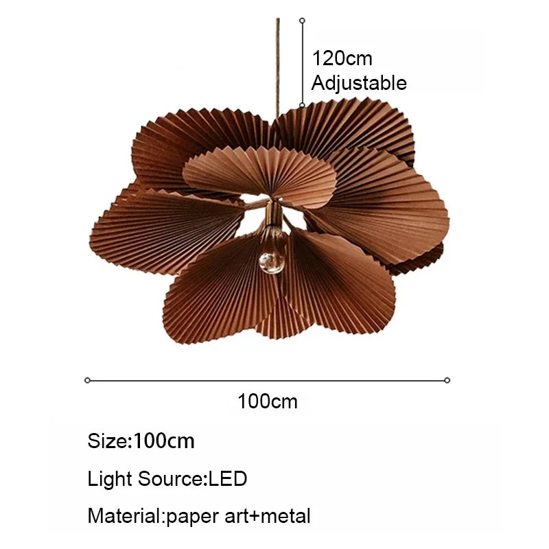 Wabi Sabi Fan Leaf Ceiling Pendant Lamp Living Room Bedroom Mood Lamp Restaurant Shop Chandelier for Home Interior Decoration