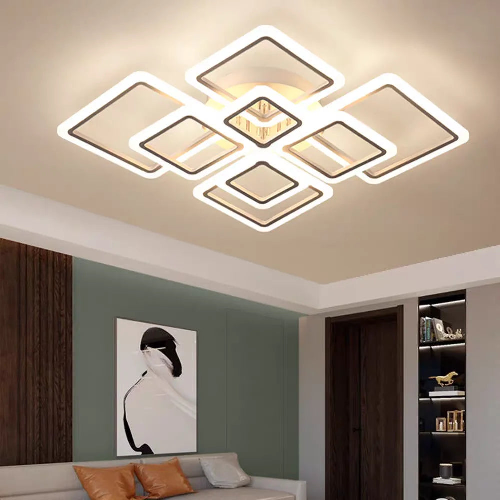 Nordic New Acrylic Ceiling Lights Modern Simple Geometric Lighting for Living Room Light Luxury Atmospheric Bedroom Lamp