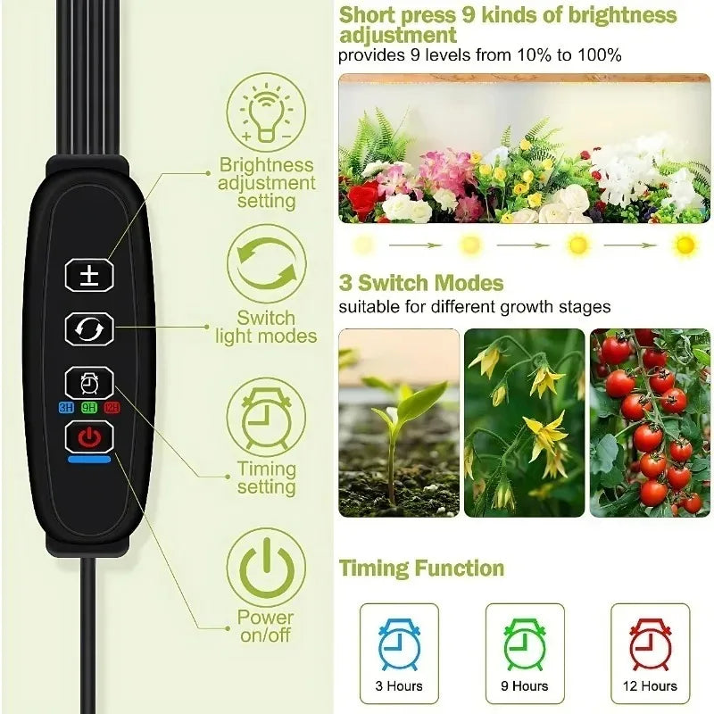 Plant Grow Light LED Cultivation Full Spectrum Dimmable Indoor Aquarium Lamp for Plants Greenhouse Timer Under Cabinet Lights