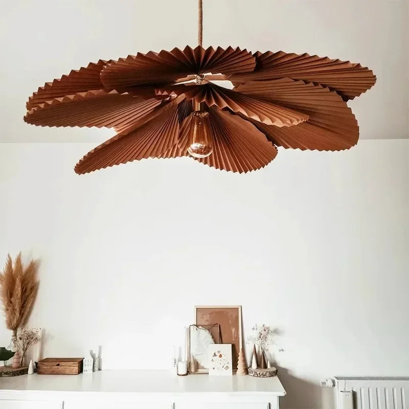 Wabi Sabi Fan Leaf Ceiling Pendant Lamp Living Room Bedroom Mood Lamp Restaurant Shop Chandelier for Home Interior Decoration