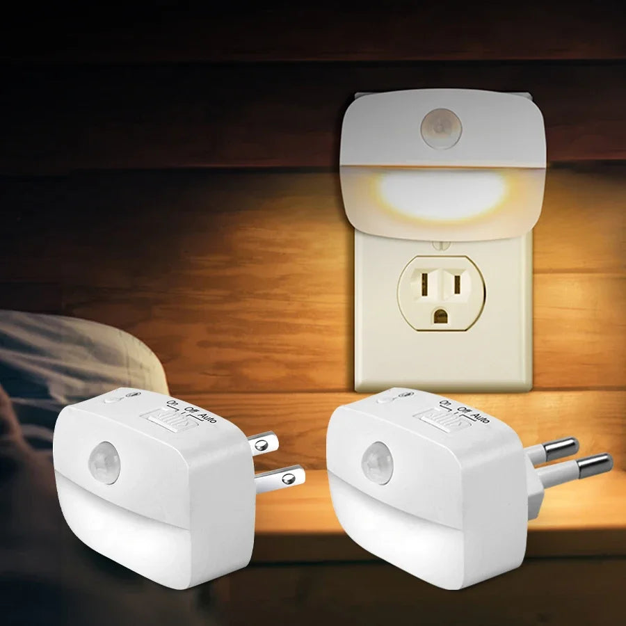 EU US Plug Led Wall Lamp with PIR Motion Sensor AC 110-240V Socket Human Induction Night Light for Hallway Staircase Bedroom