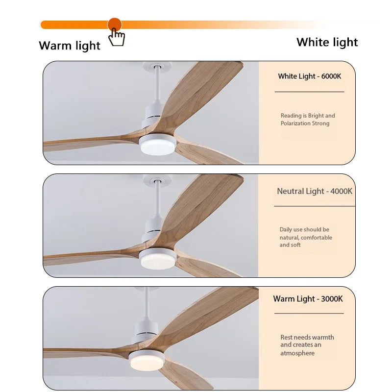 Wood Solid Ceiling Fan Light LED Remote Contro Noiseless Ceiling pendant lamp djustable height lustre Chandelier room decoration