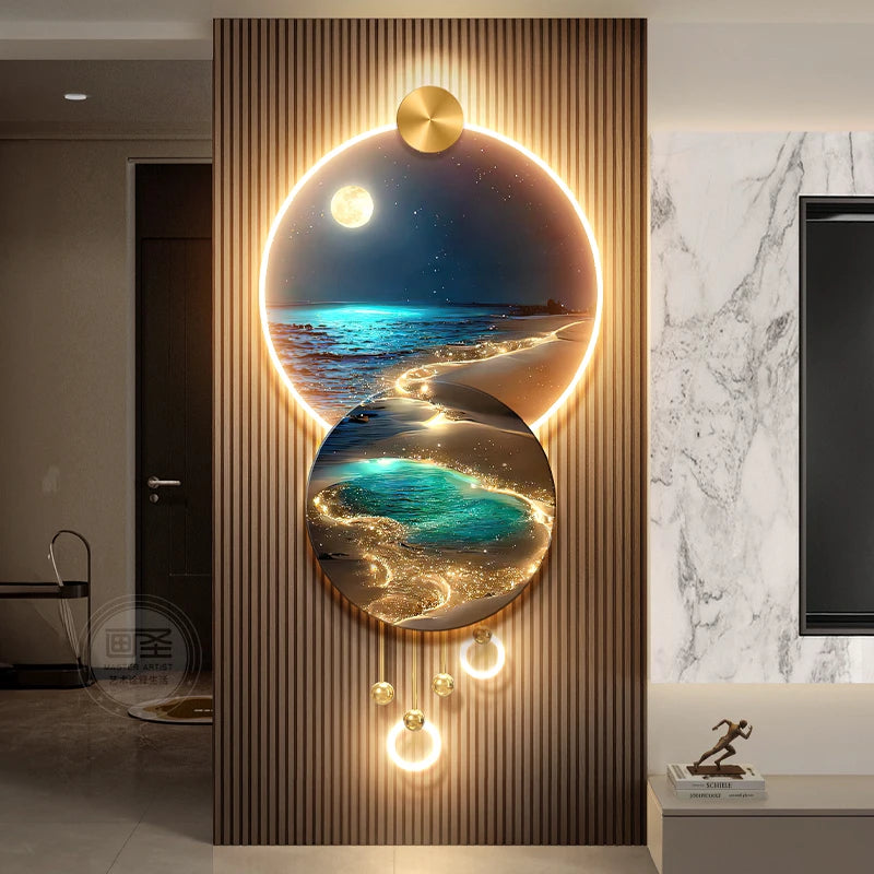 Modern New Home Wave Entrance LED Decorative Painting Home Decoration Living Room Bedroom Sofa Background Corridor Mural Light