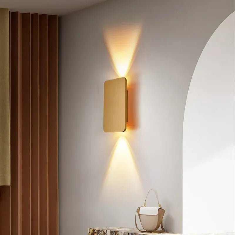 Modern Simple 6W LED Wall Lamp Indoor Decor Brushed Gold/Black Double Head Wall Light Living Room Corridor Stairs Bedroom Sconce
