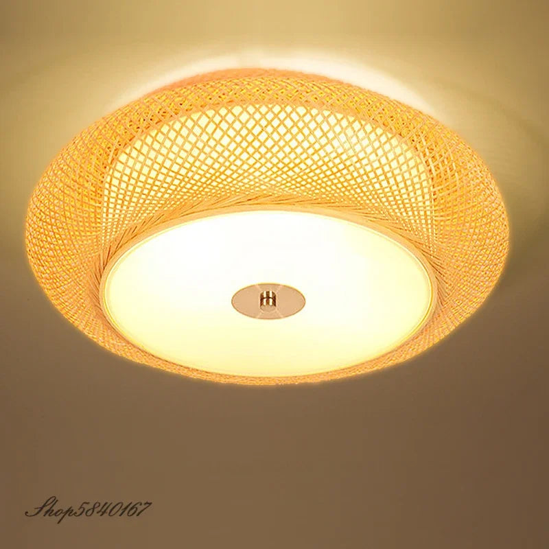 Hand Make Bamboo Ceiling Light Chinese Style Hanging Ceiling Cover Lamps for Living Room Dining Room Lighting Ceiling Home Deco