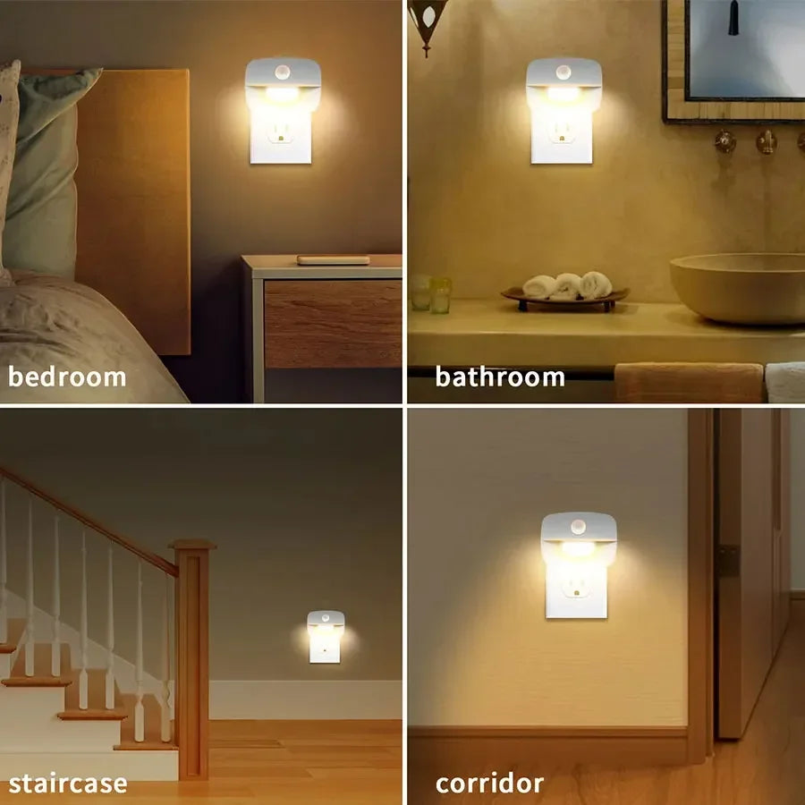 EU US Plug Led Wall Lamp with PIR Motion Sensor AC 110-240V Socket Human Induction Night Light for Hallway Staircase Bedroom