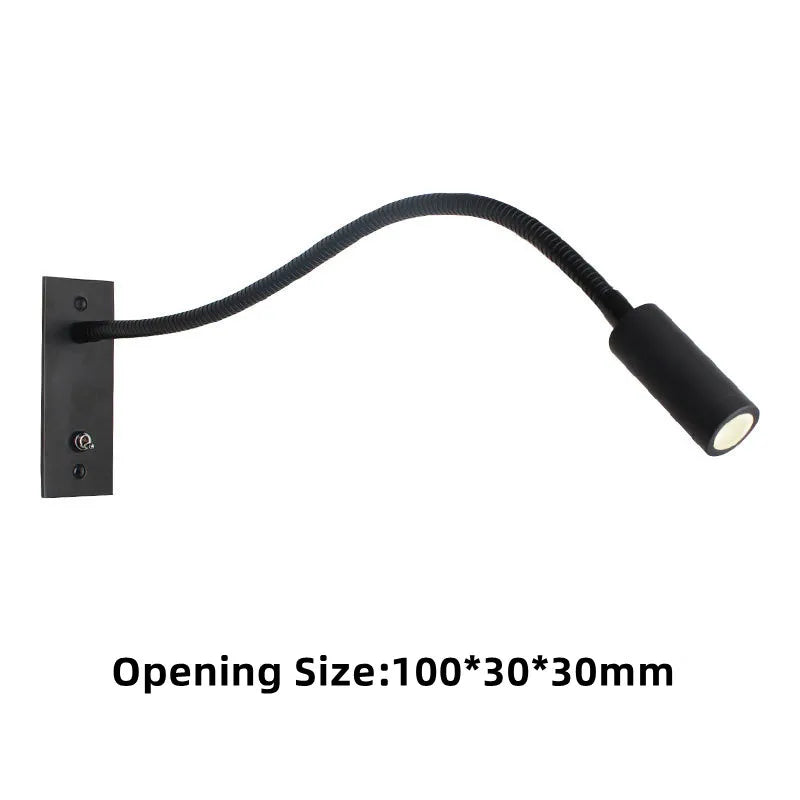 Flexible Embedded LED Reading Wall Lamp with Switch Adjustable Hotel Bedroom Bedside Headboard Sconce Study Night Light Fixture