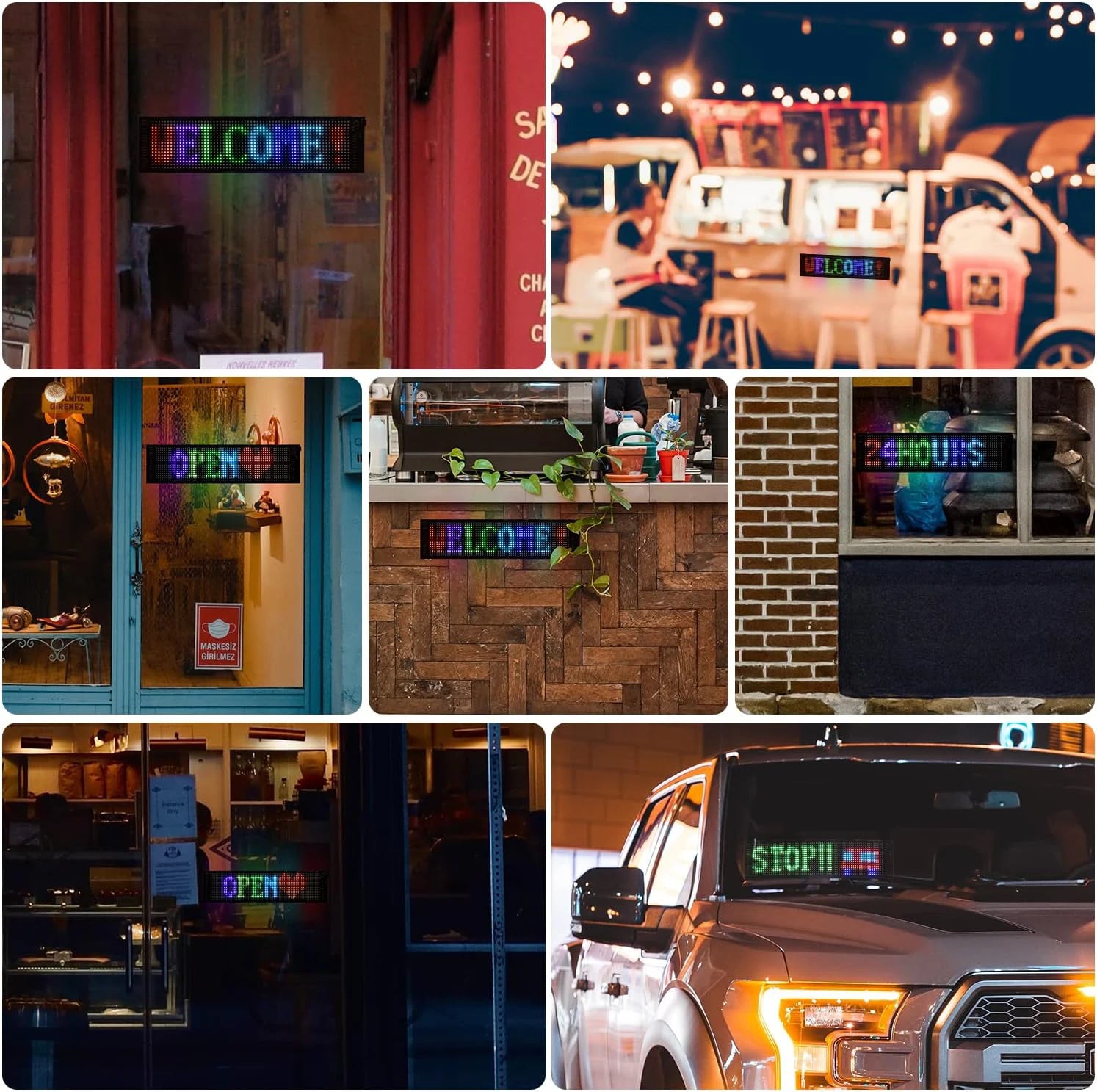 LED Matrix Panel Rolling Advertising LED Signage USB 5V Bluetooth App Controlled Sign Light Programmable LED Car Sign