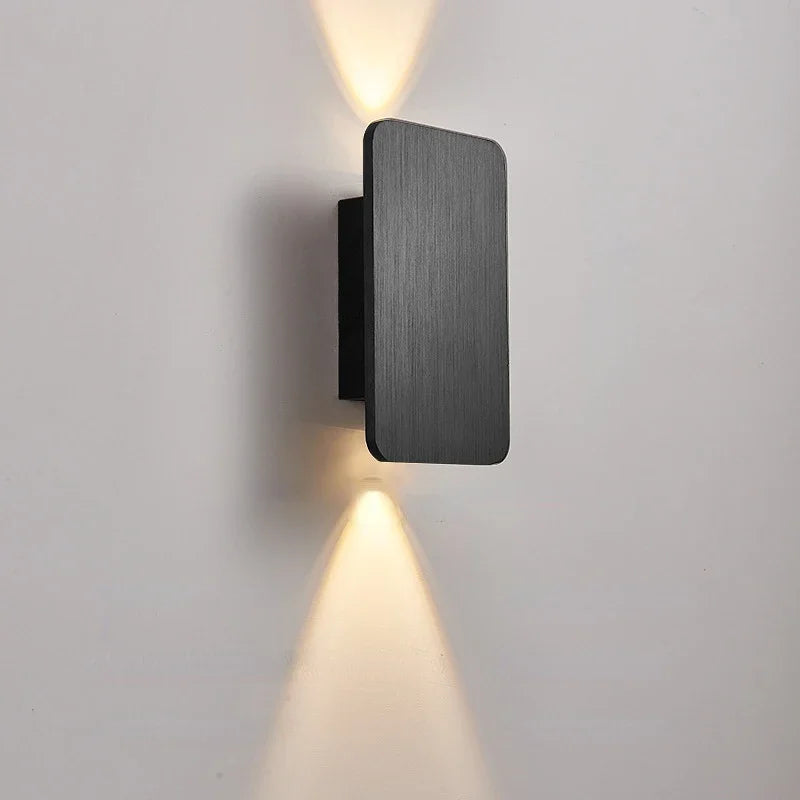 Modern Simple 6W LED Wall Lamp Indoor Decor Brushed Gold/Black Double Head Wall Light Living Room Corridor Stairs Bedroom Sconce