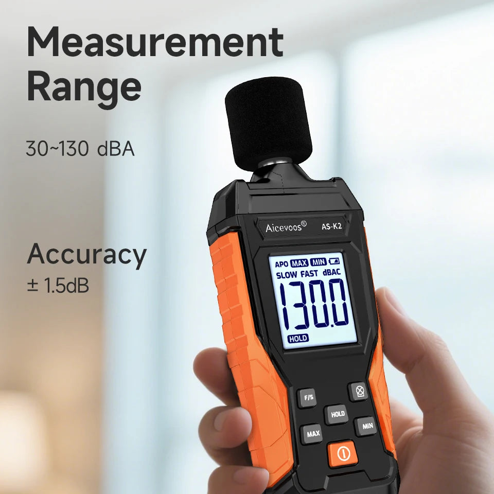 Aicevoos Digital Sound Level Meter,Decibelimeter,30-130dB Measure,Decibels Sound Level Noise Meter,Decibelios Decibel Monitor