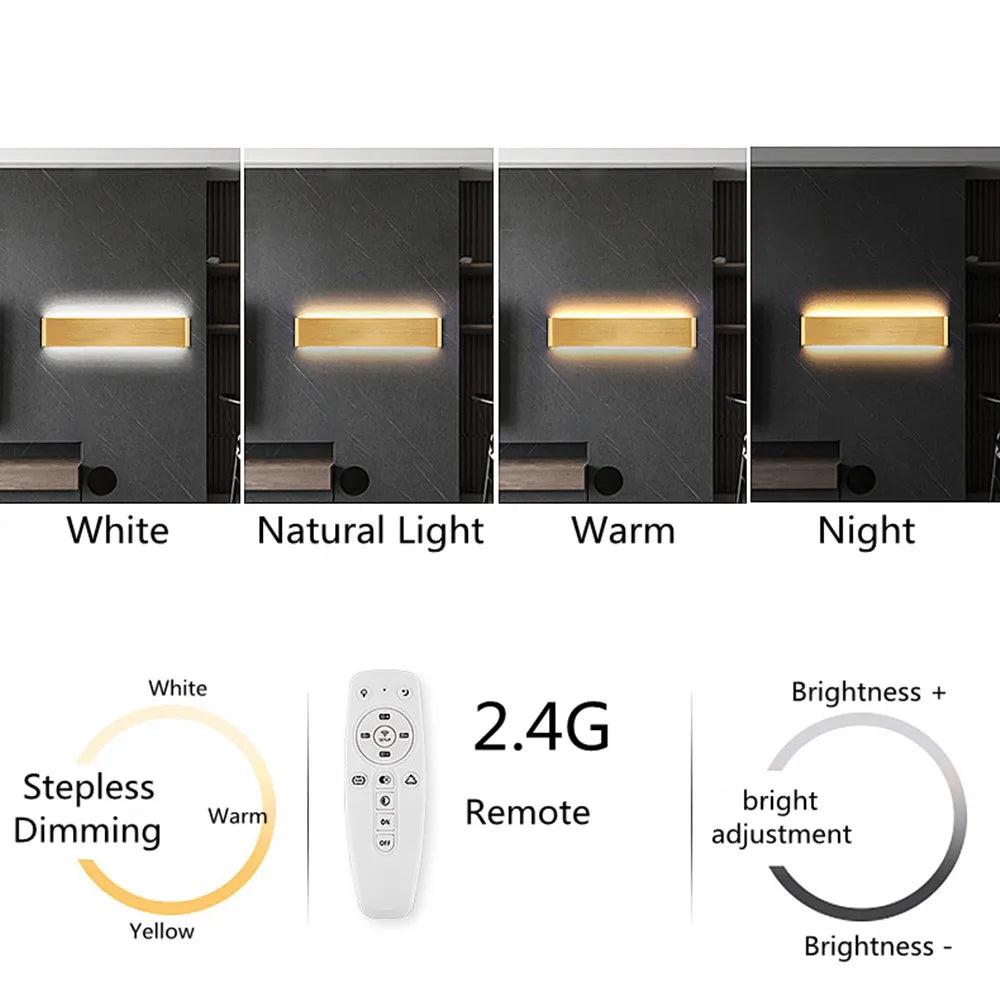 Led Wall Sconce Light 2.4G Bluetooth Remote Control Dimmable Wall Lamp AC170-245V Living Room Bedroom Indoor Wall Light Fixture