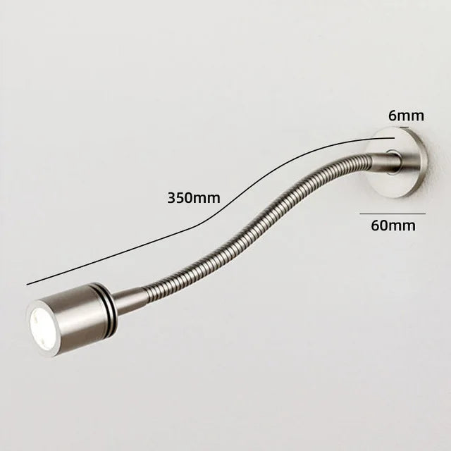 Flexible Embedded LED Reading Wall Lamp with Switch Adjustable Hotel Bedroom Bedside Headboard Sconce Study Night Light Fixture