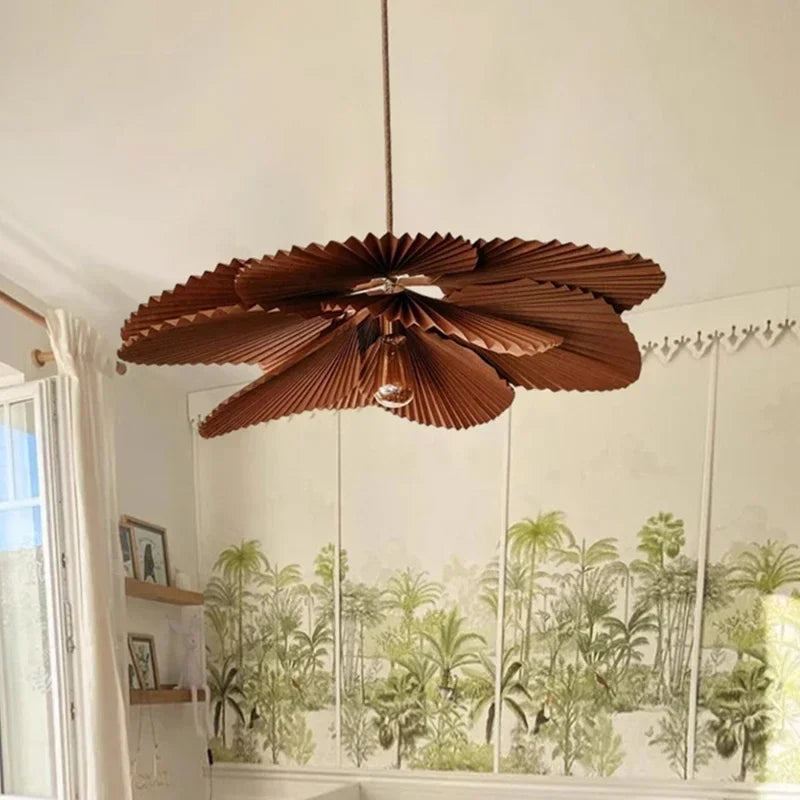 Wabi Sabi Fan Leaf Ceiling Pendant Lamp Living Room Bedroom Mood Lamp Restaurant Shop Chandelier for Home Interior Decoration